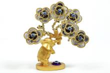 ARBOLITO DORADO DE OJOS TURCOS Y BASE CON ELEFANTE 8CM ARBOLITO DORADO DE OJOS TURCOS Y BASE CON ELEFANTE 8CM