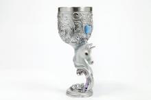 CALIZ CABEZA DE UNICORNIO CON GEMA EN FORMA DE CORAZON 18,5X7,5CM CALIZ CABEZA DE UNICORNIO CON GEMA EN FORMA DE CORAZON 18,5X7,5CM