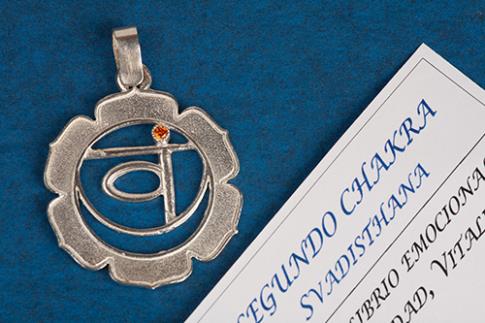 JOYERIA | 2  CHAKRA SVADISTHANA ZIRCONITA NARANJA EN PLATA DE LEY, 3,5 CMS