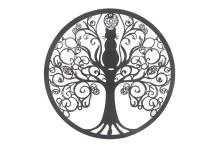 ADORNO PARED DE METAL ARBOL DE LA VIDA CON GATO 60X60 CM.