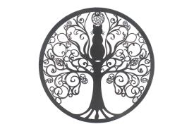 Novedades | ADORNO PARED RESINA ARBOL DE LA VIDA CON GATO 60X60 CM.