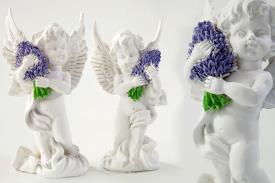 FIGURAS ANGELES | ANGELITO COLOR BLANCO CON RAMITO DE LAVANDA 16CM