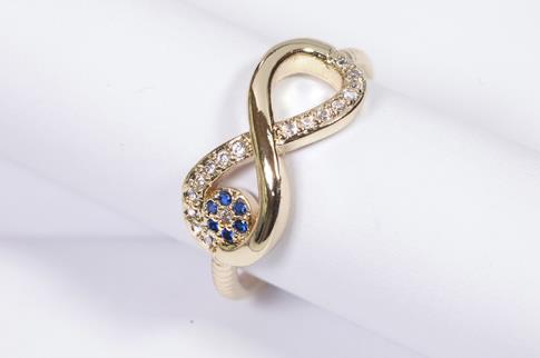 COMODIN | ANILLO ACERO DORADO ADAPTABLE INFINITO CON BRILLANTES Y DETALLE NEGRO