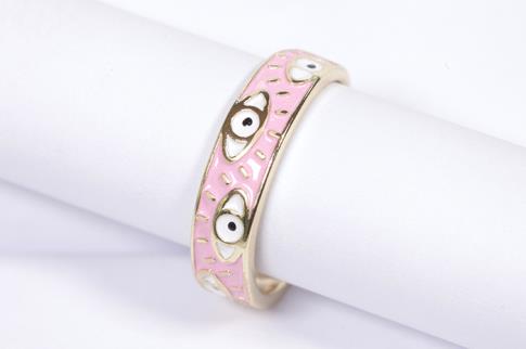 COMODIN | ANILLO ACERO DORADO ADAPTABLE OJOS TURCOS COLOR ROSA