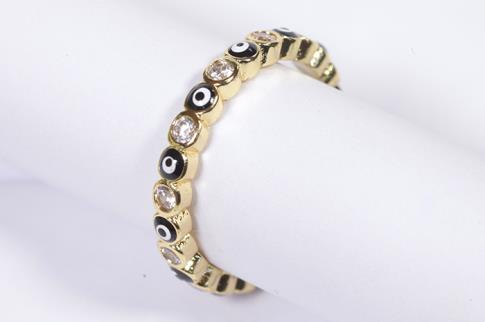 COMODIN | ANILLO ACERO DORADO ADAPTABLE OJOS TURCOS MINI COLOR AZUL MARINO