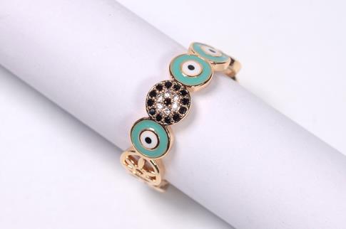 ANILLOS | ANILLO ACERO DORADO ADAPTABLE PEQUEOS OJOS TURCOS COLOR Y BRILLANTES