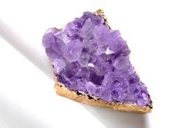 Novedades | ANILLO ACERO DORADO CON DRUSA DE AMATISTA