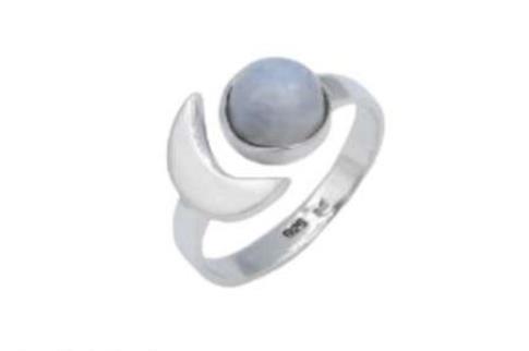 JOYERIA | ANILLO PLATA LUNA CON PIEDRA LUNA (AJUSTABLE).