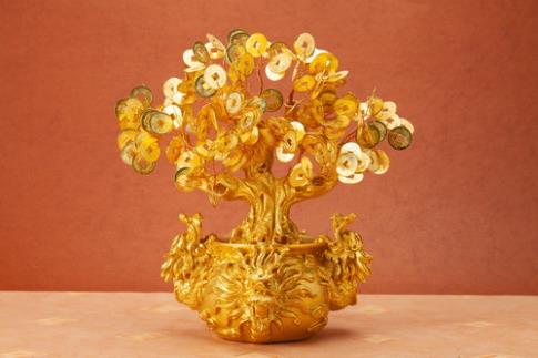 COMODIN | ARBOL DE LA FORTUNA CON MONEDAS I CHING Y DRAGONES 16 X 26 CMS