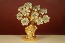 ARBOL DORADO OJOS TURCOS Y BASE CON BUDA 11CM