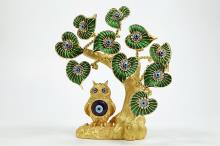 ARBOL OJO TURCO DORADO CON BUHO Y HOJAS EN FORMA DE CORAZON VERDES 23 CM. ARBOL OJO TURCO DORADO CON BUHO Y HOJAS EN FORMA DE CORAZON VERDES 23 CM.