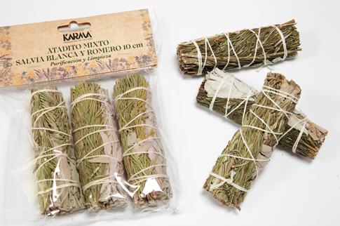 SAHUMITO | ATADITO MIXTO SALVIA BLANCA Y ROMERO 10 CM (Purificacion y Limpieza)