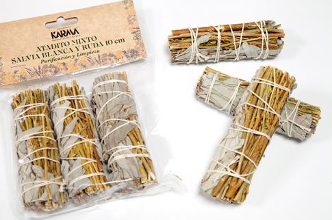 SAHUMITO | ATADITO MIXTO SALVIA BLANCA Y RUDA 10 CM (Purificacion y Limpieza)