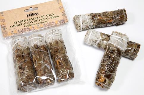 SAHUMITO | ATADITO SALVIA BLANCA IMPREGNADA DE COPAL 10 CM (Purificacion profunda)