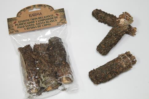 INCIENSOS ARTESANALES | ATADITO TWIN RELAJANTE, PURIFICADOR Y LIMPIADOR DE PALO SANTO, SALVIA BLANCA PERUANA Y RESINA DE COPAL