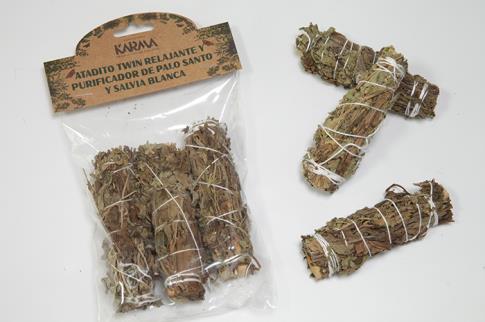 INCIENSOS ARTESANALES DE PALO SANTO | ATADITO TWIN RELAJANTE Y PURIFICADOR DE PALO SANTO Y SALVIA BLANCA