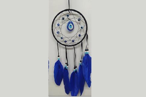 ATRAPASUEOS | ATRAPASUEOS CON PIEZA OJO TURCO Y PLUMAS AZULES