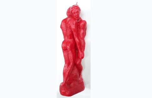 COMODIN | (BAJA) PAREJA UNIDA HOMBRE-HOMBRE DE CERA ROJA 28cm (Amor)