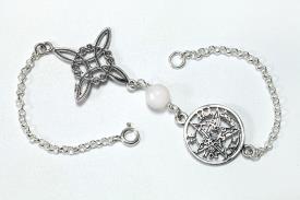 PULSERAS | (BAJA)PULSERA PLATA DOBLE PROTECCION MAXI CON BOLITA DE MINERAL(COLORES SURTIDOS)