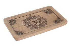 COMPLEMENTOS FENG SHUI | BANDEJA MADERA SIMBOLO OM 25X15 CM.