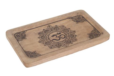 COMPLEMENTOS FENG SHUI | BANDEJA MADERA SIMBOLO OM 25X15 CM.