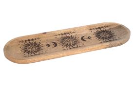 Novedades | BANDEJA MADERA SOL Y FASES LUNARES 45X14 CM.