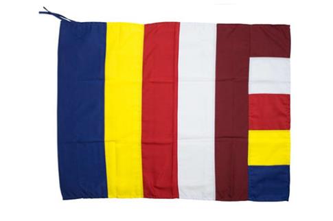 BIOMBOS, MUEBLES, JARRONES, CUADROS Y TAPETES | BANDERA UNIVERSAL BUDISTA PEQUEA 60X80 CM.