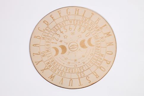 PENDULOS Y VARILLAS RADIESTESIA | BASE RADIESTESIA CIRCULAR MADERA COLOR CLARO FASES LUNARES 15 CM