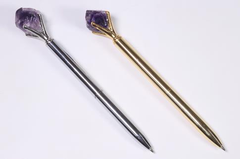 DRUSAS, BONSAIS Y COMPLEMENTOS | BOLIGRAFO CON PUNTA DE AMATISTA (COLORES SURTIDOS) 16CM