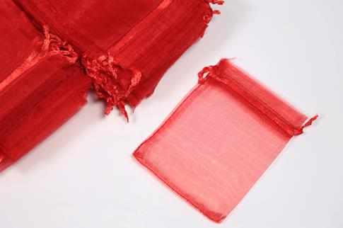 BOLSAS DE ANTELINA Y DE RASO | BOLSA DE ORGANZA ROJA 7X9CM