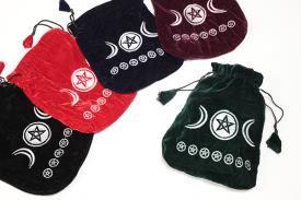 BOLSAS PARA TAROT | BOLSA TAROT TERCIOPELO DISE�O TRIPLE LUNA Y PENTAGRAMA (COLORES SURTIDOS)