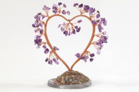 FENG SHUI, VARIOS | BONSAI CHIPS AMATISTA EN FORMA DE CORAZON CON BASE DE AGATA 13 CM