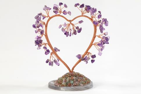 FENG SHUI, VARIOS | BONSAI CHIPS AMATISTA EN FORMA DE CORAZON CON BASE DE AGATA 13 CM