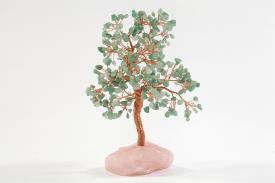 FENG SHUI, VARIOS | BONSAI CHIPS AVENTURINA CON BASE DE CUARZO ROSA EN BRUTO 21 CM