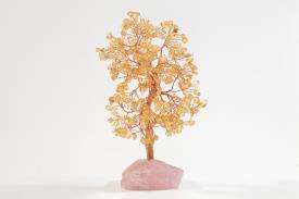 FENG SHUI, VARIOS | BONSAI CHIPS CUARZO CITRINO CON BASE DE CUARZO ROSA EN BRUTO 21 CM