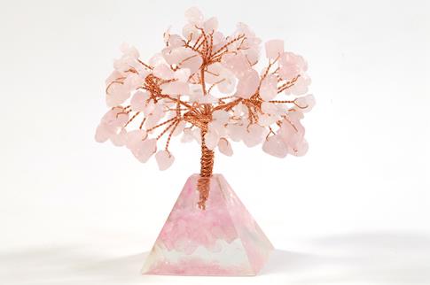 FENG SHUI, VARIOS | BONSAI CHIPS CUARZO ROSA CON BASE PIRAMIDE MINERALES CHIP 9 CM
