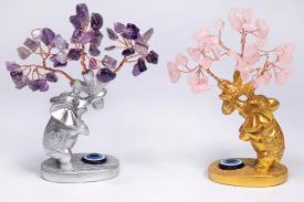 COMPLEMENTOS FENG SHUI | BONSAI PIEDRAS CHIP CON BASE ELEFANTE 11 X 6 CM. (MODELOS SURTIDOS)