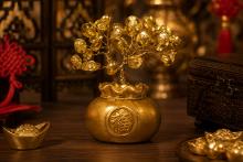 BONSAI SACO DE LA PROSPERIDAD CON LINGOTES DORADOS BONSAI SACO DE LA PROSPERIDAD CON LINGOTES DORADOS