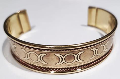 AMULETOS Y TALISMANES | BRAZALETE TRIPLE LUNA DE LATON Y COBRE