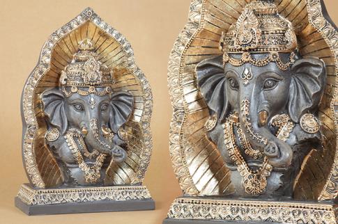 COMODIN | BUSTO GANESHA NEGRO Y DORADO 23CM