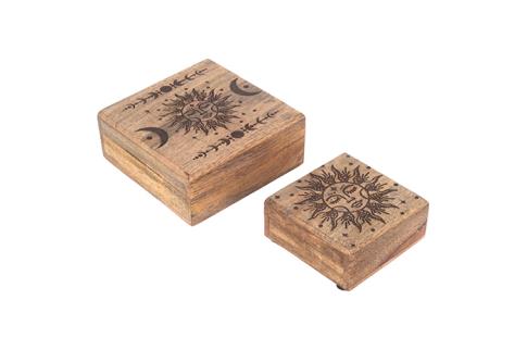 LIBRETAS, AGENDAS Y CALENDARIOS | CAJA DISEOS SOL/SOL Y LUNA 14X14X6CM Y 10X10X4,5CM