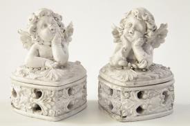 FIGURAS ANGELES | CAJITA EN FORMA DE CORAZON ANGELITO COLOR BLANCO 10CM