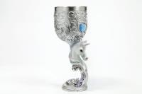 CALIZ CABEZA DE UNICORNIO CON GEMA EN FORMA DE CORAZON 18,5X7,5CM