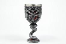 CALIZ CON CABEZA DE BELCEBU Y SERPIENTE ENROSCADA 16,5X7,5CM