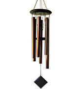 FENG SHUI MOVILES | CAMPANA DE VIENTO PLUTON BROCE. 6 TUBOS DE ALUMINIO COLOR BRONCE. MADERA ACABADO BUBINGA. 68 CM. ALTURA