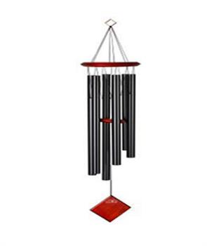 FENG SHUI MOVILES | CAMPANA DE VIENTO TIERRA NEGRA. 95 CM ALTURA, 6 TUBOS DE ALUMINIO COLOR NEGRO