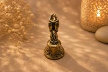 CAMPANA TIBETANA BRONCE CON MANGO TROMPAS DE ELEFANTE 6 X 2,5 CM.