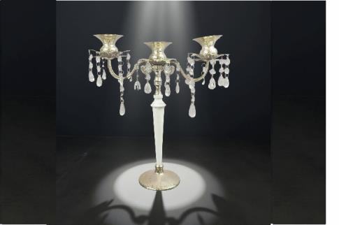 CANDELABROS Y PORTAVELAS | CANDELABRO/PORTAVELA METAL  31X11X42 BLANCO