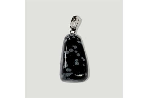 COMODIN | CANTO RODADO PEQUEO ENGARZADO PLATEADO OBSIDIANA NEVADA (CAPRICORNIO)