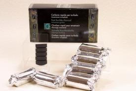 CARBONES Y COMPLEMENTOS | CARBON CAJA NEGRA 20 MINUTOS DE COMBUSTIN APROXIMADAMENTE. 18 PAQUETES DE 5 PIEZAS